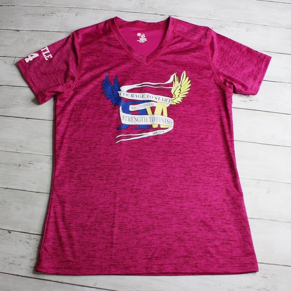 Badger Sport Women's Athletic Top Size M Pink Short Sleeve V-Neck - Picture 1 of 5